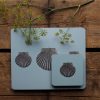 Scallop shell matching placemat and coaster set