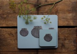 Scallop shell matching placemat and coaster set