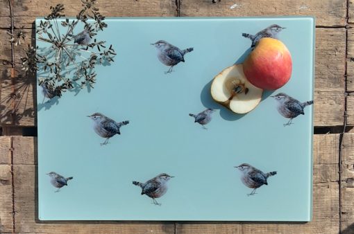 Wren glass chopping board with sliced fruit