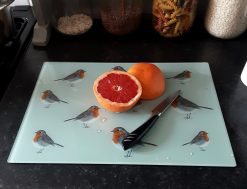 Robin glass chopping board