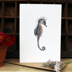 A6 Seahorse card with flowers