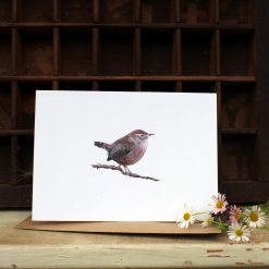 A6 card featuring a Wren and flowers