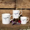 3 mugs featuring the Avocet design with flowers