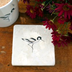 Marble Avocet coaster with mug and flowers