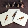 Three Goldfinch coasters with flower