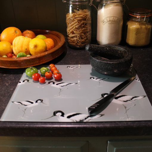 Avocet glass chopping board on worktop