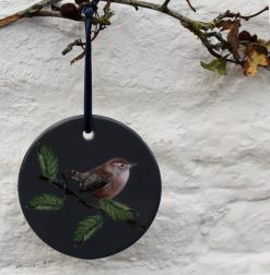 China Christmas decoration of a Wren on branch