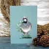 A6 Christmas card featuring Partridge with mistletoe