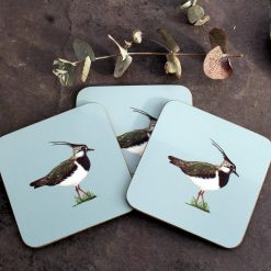 Three Lapwing coasters with flower